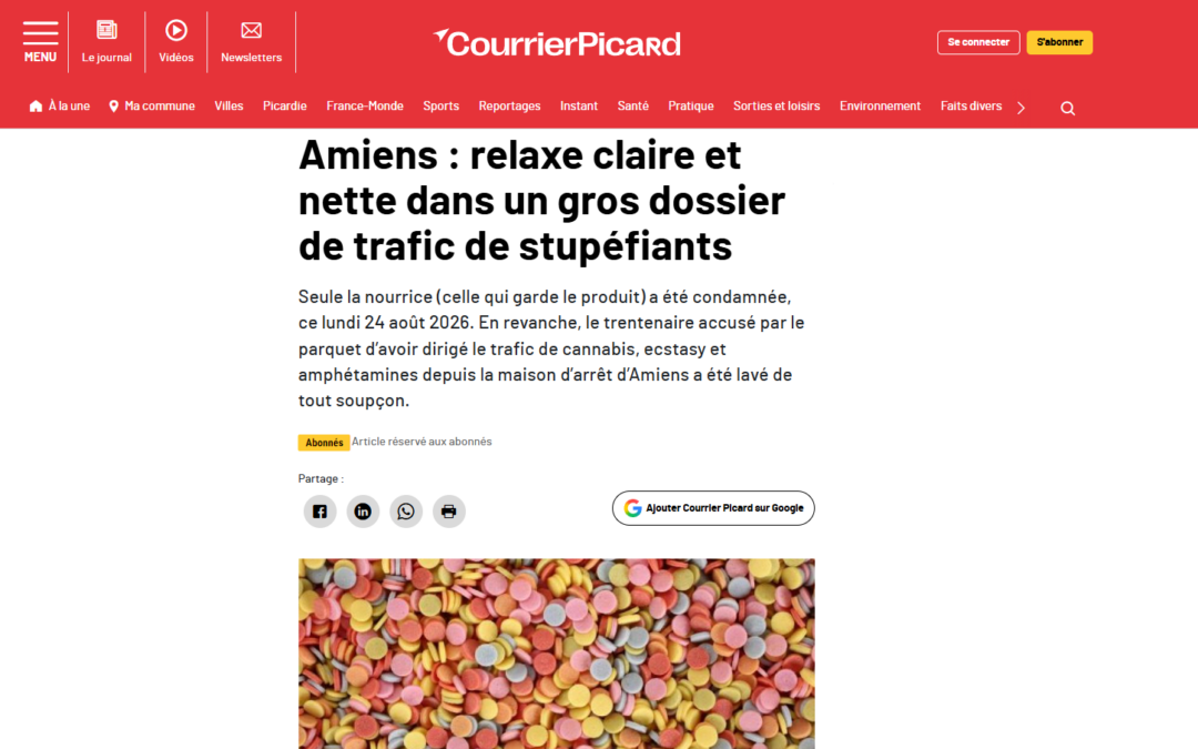 Trafic de stupéfiants à Amiens : Me Ruben obtient la relaxe du principal prévenu