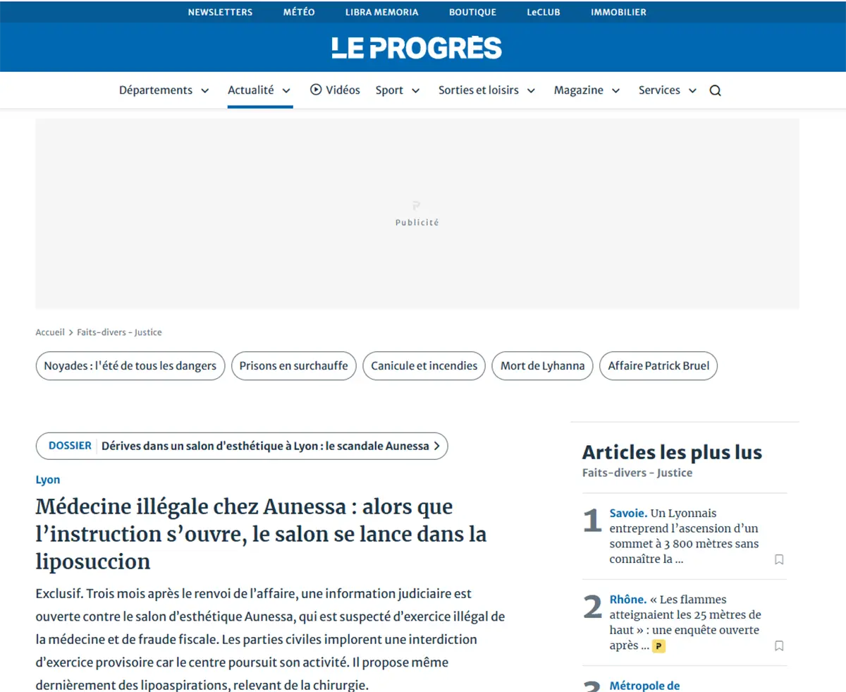 Médecine illégale chez Aunessa - alors que l’instruction s’ouvre, le salon se lance dans la liposuccion